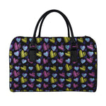 Graffiti Heart Pattern Print Leather Duffle Bag