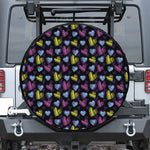 Graffiti Heart Pattern Print Leather Spare Tire Cover