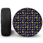 Graffiti Heart Pattern Print Leather Spare Tire Cover