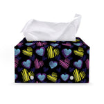 Graffiti Heart Pattern Print Leather Tissue Box Cover