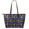 Graffiti Heart Pattern Print Leather Tote Bag With Zipper