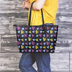 Graffiti Heart Pattern Print Leather Tote Bag