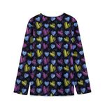 Graffiti Heart Pattern Print Long Sleeve Short Coat