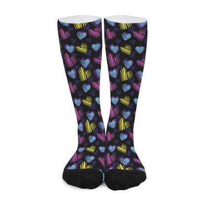 Graffiti Heart Pattern Print Long Socks