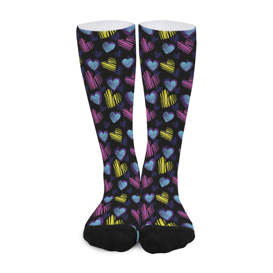 Graffiti Heart Pattern Print Long Socks
