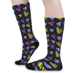 Graffiti Heart Pattern Print Long Socks