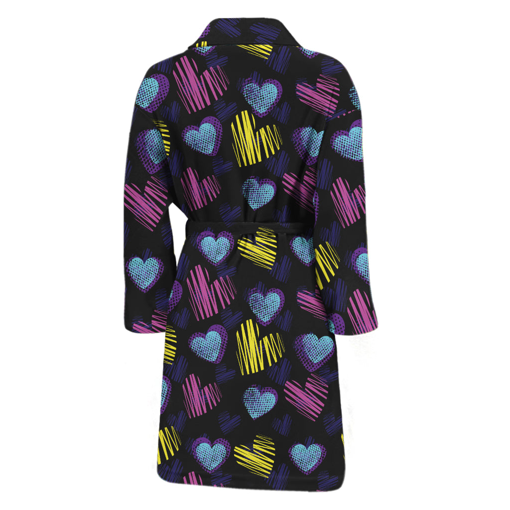 Graffiti Heart Pattern Print Men's Bathrobe