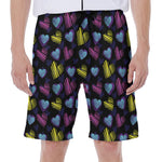 Graffiti Heart Pattern Print Men's Beach Shorts