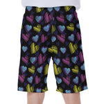 Graffiti Heart Pattern Print Men's Beach Shorts