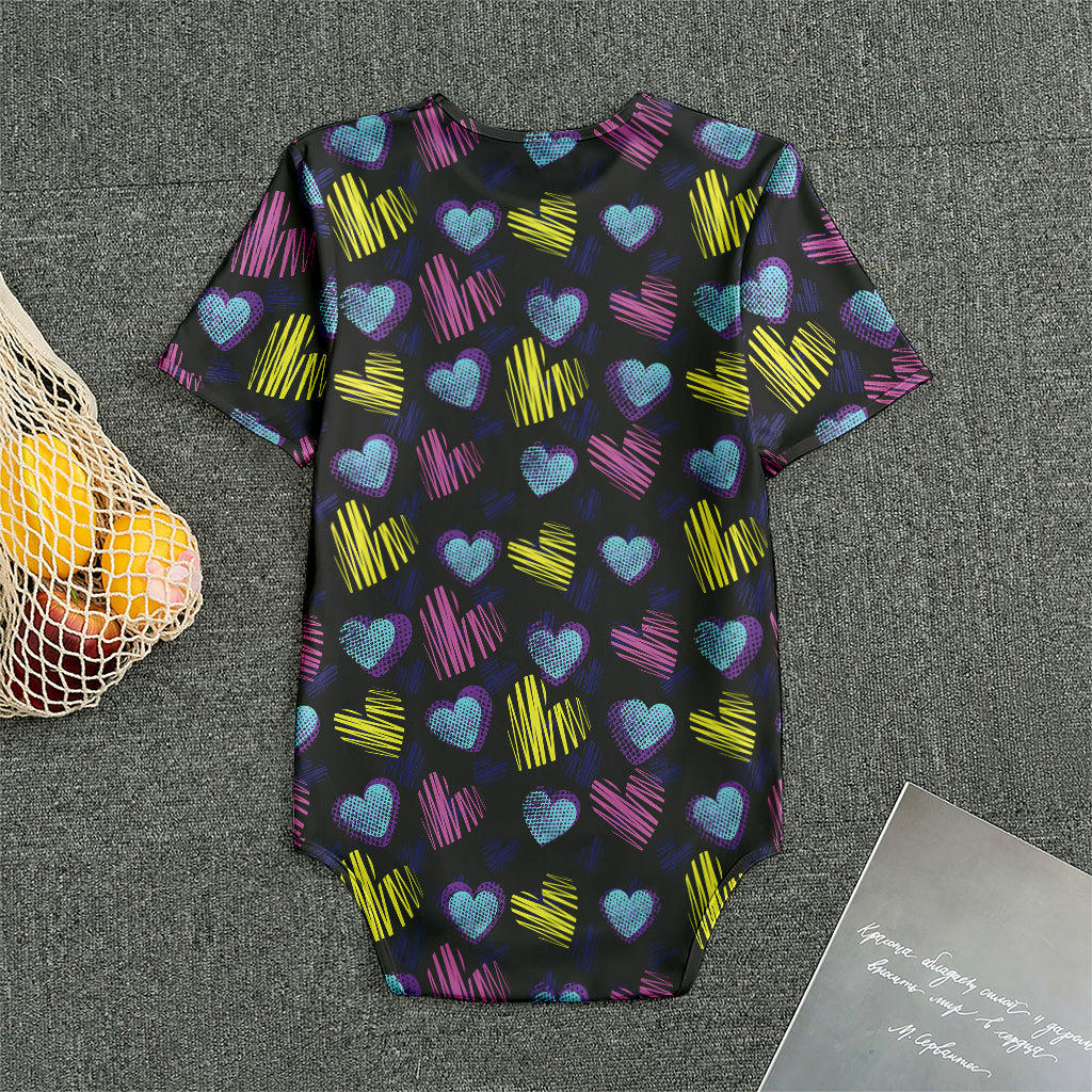 Graffiti Heart Pattern Print Men's Bodysuit