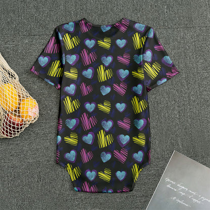 Graffiti Heart Pattern Print Men's Bodysuit