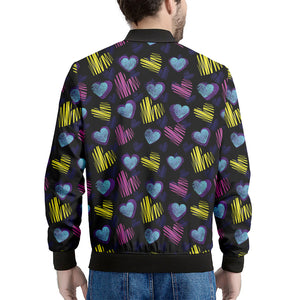 Graffiti Heart Pattern Print Men's Bomber Jacket