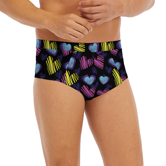 Graffiti Heart Pattern Print Men's Briefs