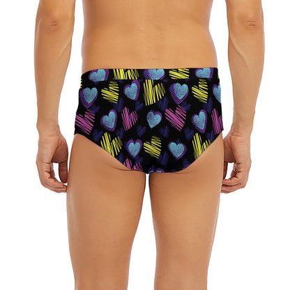Graffiti Heart Pattern Print Men's Briefs