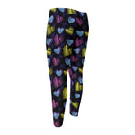 Graffiti Heart Pattern Print Men's Compression Pants