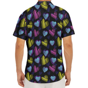 Graffiti Heart Pattern Print Men's Deep V-Neck Shirt