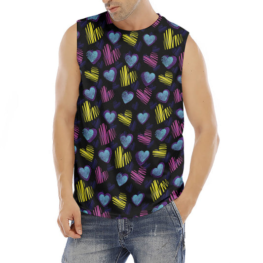 Graffiti Heart Pattern Print Men's Fitness Tank Top