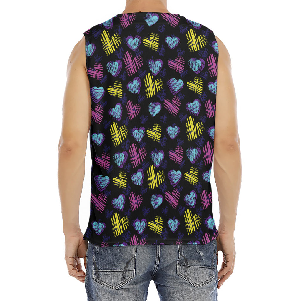 Graffiti Heart Pattern Print Men's Fitness Tank Top