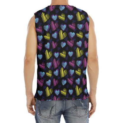 Graffiti Heart Pattern Print Men's Fitness Tank Top