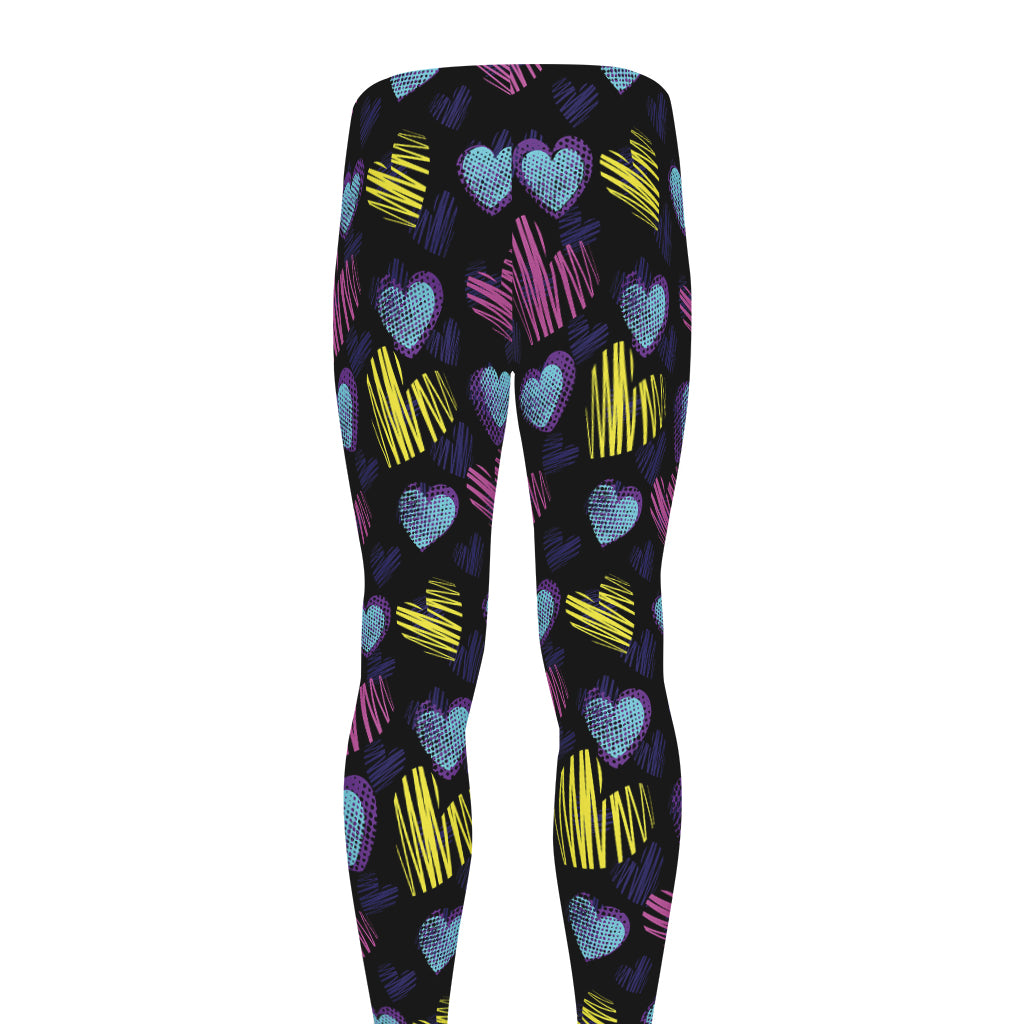 Graffiti Heart Pattern Print Men's leggings