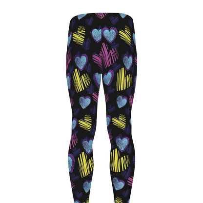 Graffiti Heart Pattern Print Men's leggings