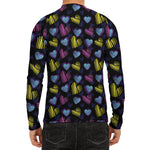 Graffiti Heart Pattern Print Men's Long Sleeve Rash Guard