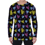 Graffiti Heart Pattern Print Men's Long Sleeve T-Shirt