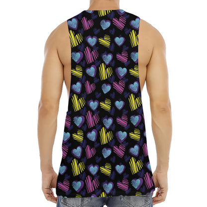 Graffiti Heart Pattern Print Men's Muscle Tank Top