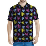 Graffiti Heart Pattern Print Men's Polo Shirt