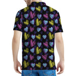 Graffiti Heart Pattern Print Men's Polo Shirt