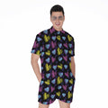 Graffiti Heart Pattern Print Men's Romper