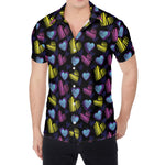 Graffiti Heart Pattern Print Men's Shirt