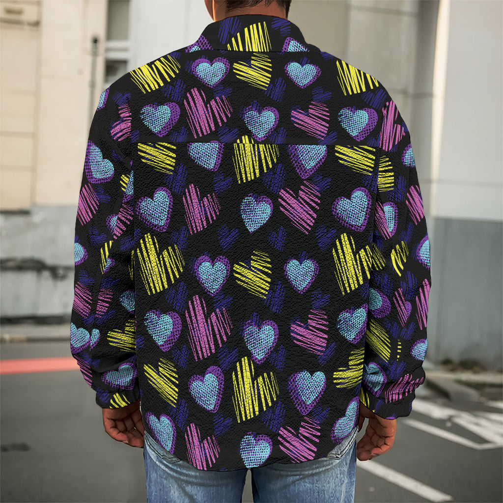 Graffiti Heart Pattern Print Men's Shirt Jacket