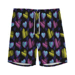 Graffiti Heart Pattern Print Men's Sports Shorts