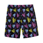 Graffiti Heart Pattern Print Men's Sports Shorts