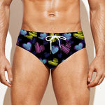 Graffiti Heart Pattern Print Men's Swim Briefs