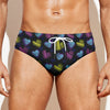 Graffiti Heart Pattern Print Men's Swim Briefs