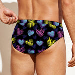 Graffiti Heart Pattern Print Men's Swim Briefs