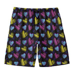 Graffiti Heart Pattern Print Men's Swim Trunks