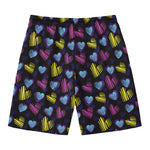 Graffiti Heart Pattern Print Men's Swim Trunks