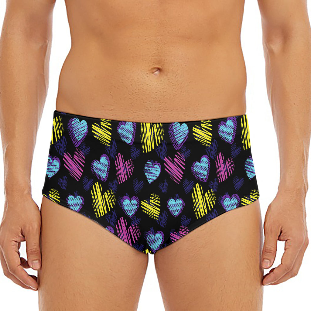 Graffiti Heart Pattern Print Men's Triangle Swim Briefs
