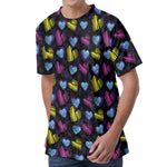 Graffiti Heart Pattern Print Men's Velvet T-Shirt