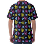 Graffiti Heart Pattern Print Men's Velvet T-Shirt