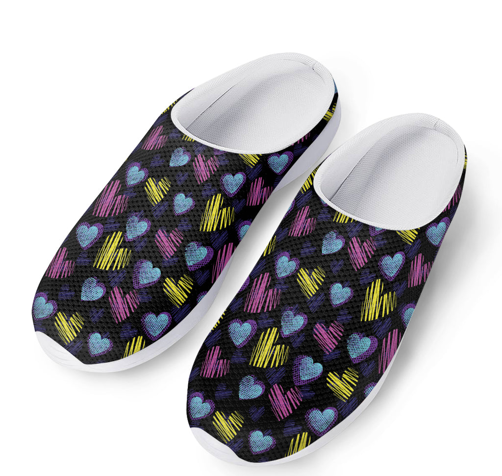 Graffiti Heart Pattern Print Mesh Casual Shoes