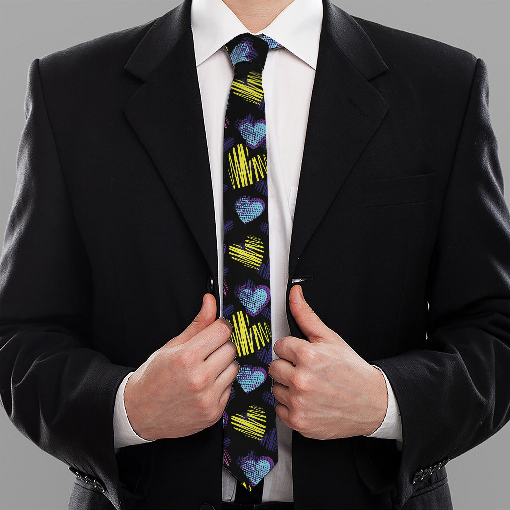 Graffiti Heart Pattern Print Necktie