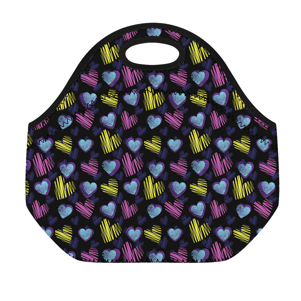 Graffiti Heart Pattern Print Neoprene Lunch Bag