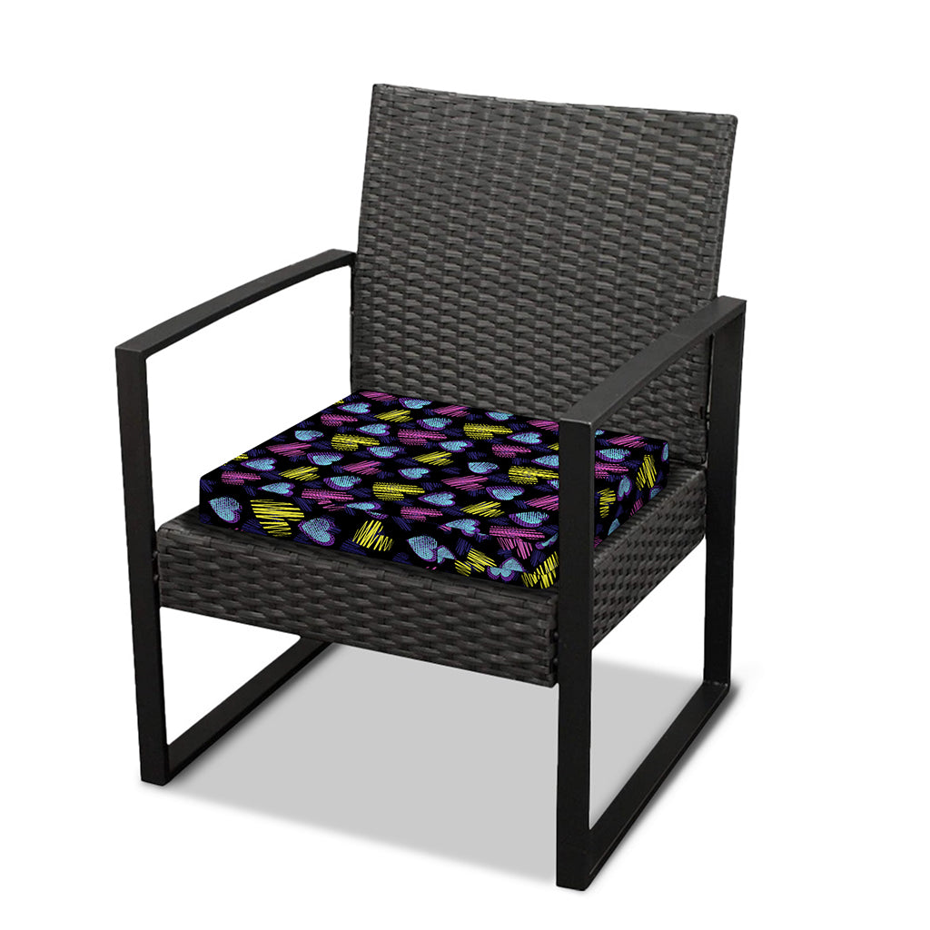 Graffiti Heart Pattern Print Outdoor Seat Cushion Cover