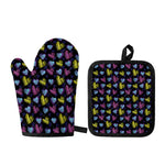 Graffiti Heart Pattern Print Oven Mitt And Pot Holder Set