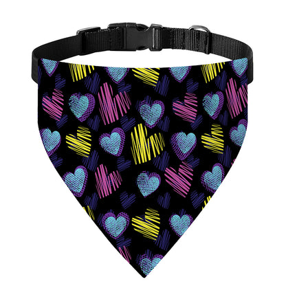 Graffiti Heart Pattern Print Over The Collar Dog Bandana