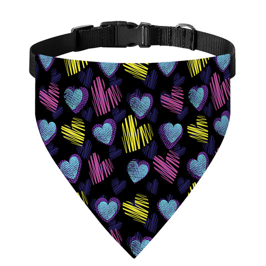 Graffiti Heart Pattern Print Over The Collar Dog Bandana